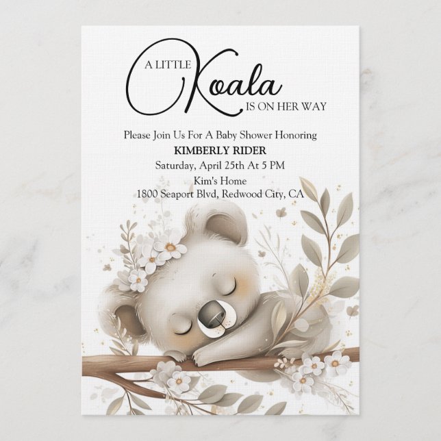 Träumender schlafender Koala Einladung (Vorderseite)