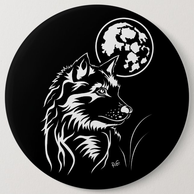 Träumender Wolf Button (Vorderseite)