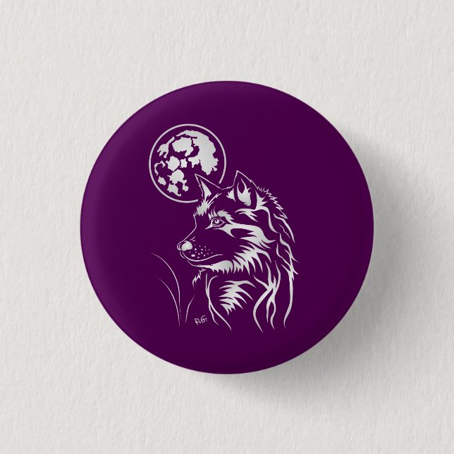 Träumender Wolf Button (Vorderseite)
