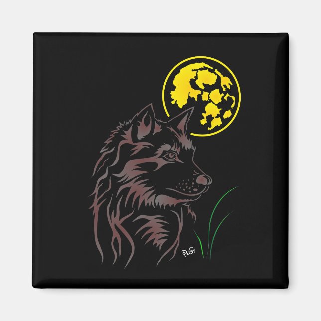 Träumender Wolf Magnet (Vorne)