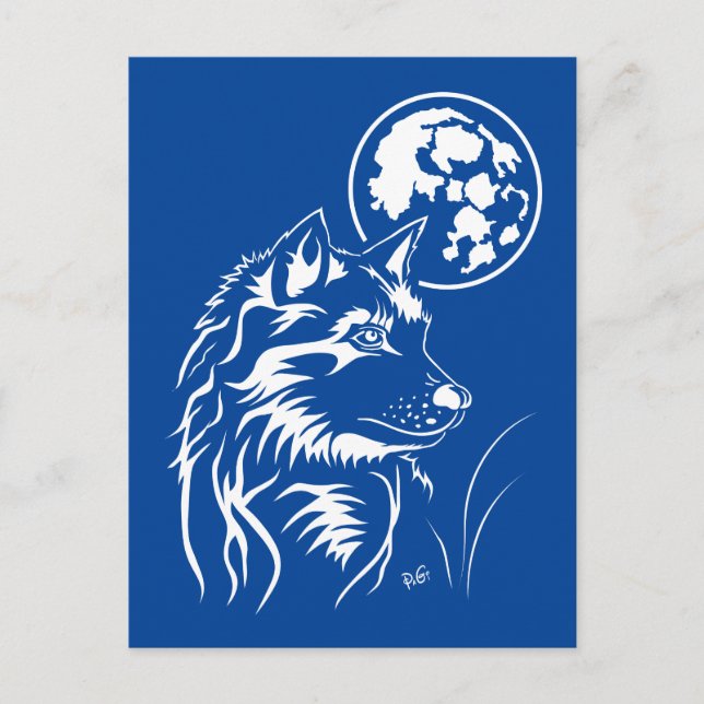 Träumender Wolf Postkarte (Vorderseite)