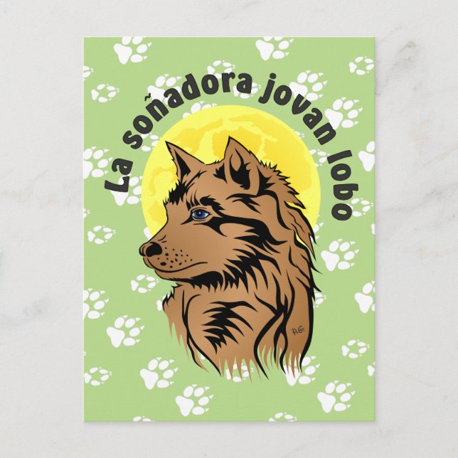 Träumender Wolf Postkarte (Vorderseite)