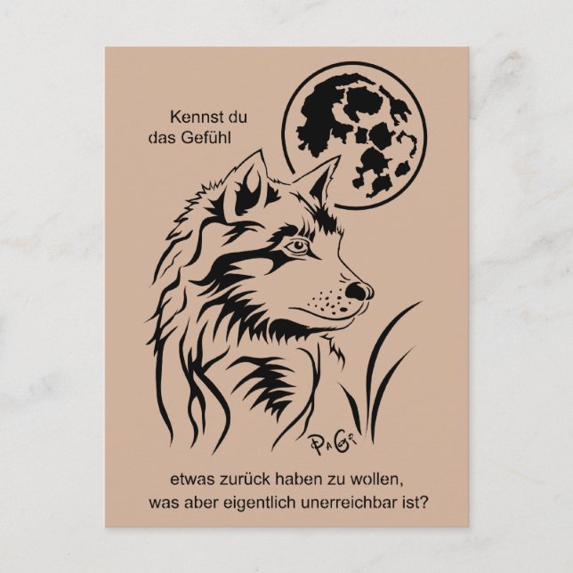 Träumender Wolf Postkarte (Vorderseite)