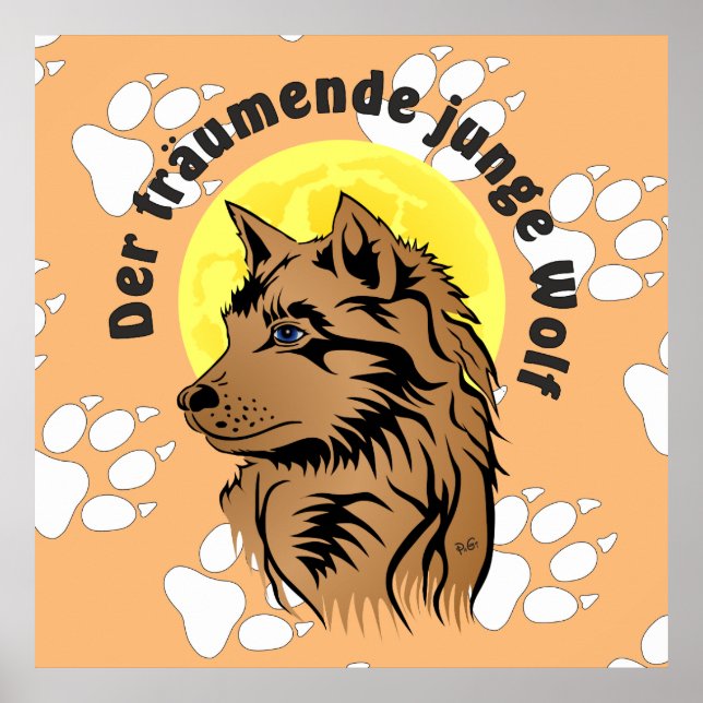 Träumender Wolfswelpe Poster (Vorne)