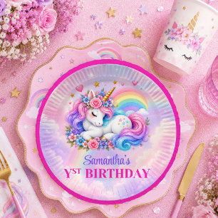 Träumendes Einhorn Rosa Lila Mädchen Geburtstagsfe Pappteller