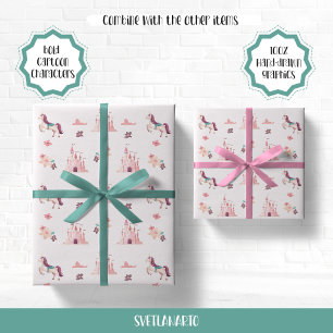 Träumendes Einhorn und Burgen Geschenkpapier