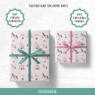 Träumendes Einhorn und Burgen Geschenkpapier