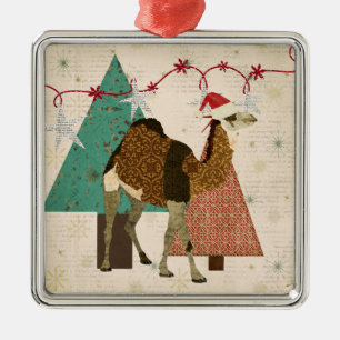 Träumendes Kamel Sternennacht Weihnachtsbaumanhäng Silbernes Ornament