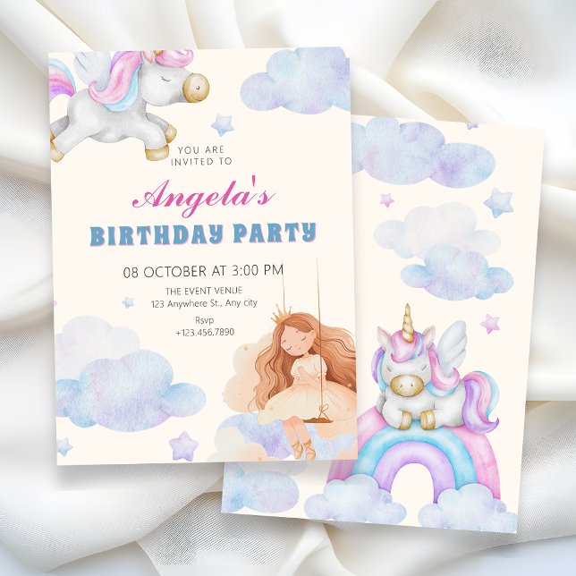 Träumendes Mädchen Einhorn Geburtstag Einladung (Von Creator hochgeladen)