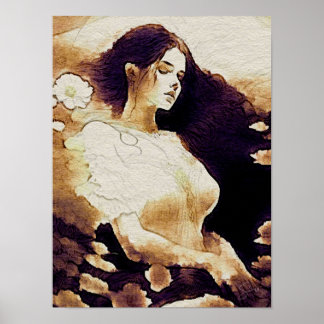 Träumendes Mädchen-Porträt-Poster-Wandkunst Poster