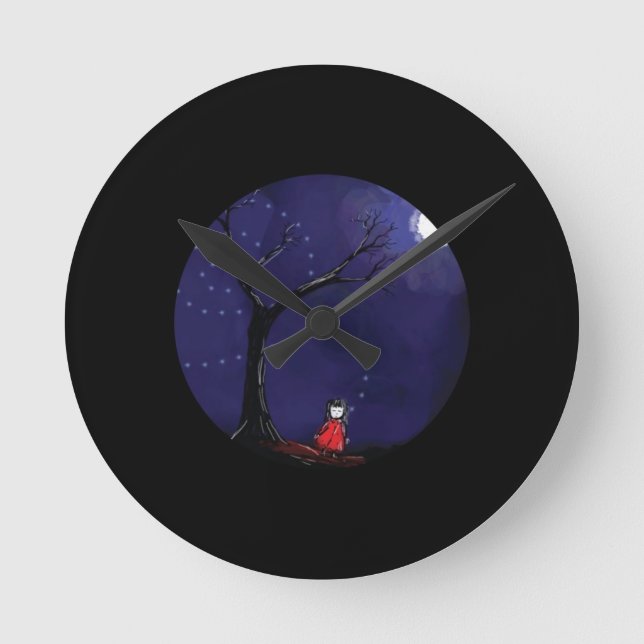 Träumendes Mädchen-Uhr Runde Wanduhr (Vorderseite)