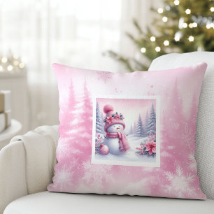 Träumendes Pinkmas-Schnee-Wald-Weihnachtskissen-Ge Kissen
