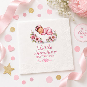 Träumendes schlafendes Baby-Wolken-Blüten-Thema Serviette