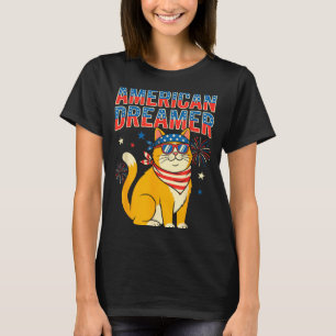 Träumer Amerikas Katze Patriotische Sonnenbrille K T-Shirt