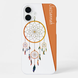 Träumer Farbige Federn Boho Benutzerdefinierter Na iPhone 16 Plus Hülle