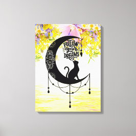 Träumer mit Katze | Folge deinen Träumen Leinwanddruck