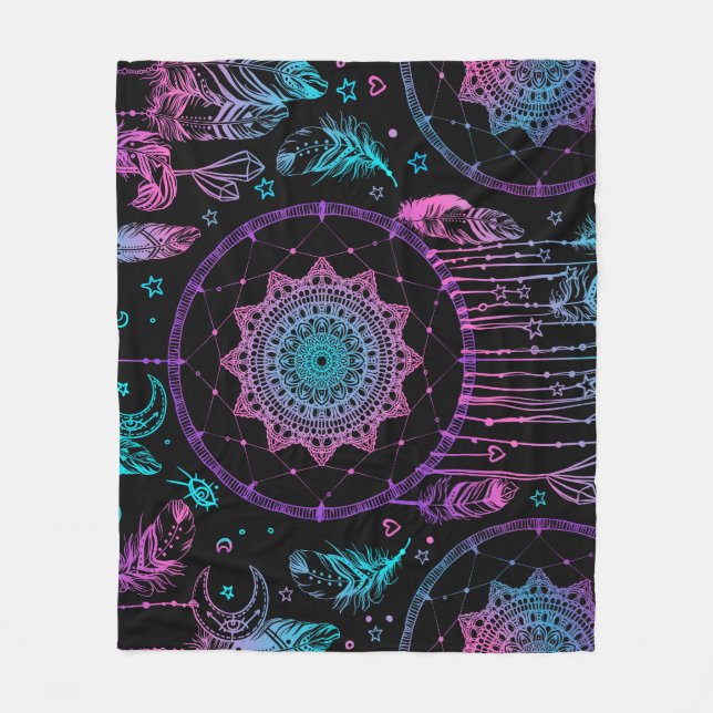 Träumer Mond Muster der Native Americans Fleecedecke (Vorderseite)