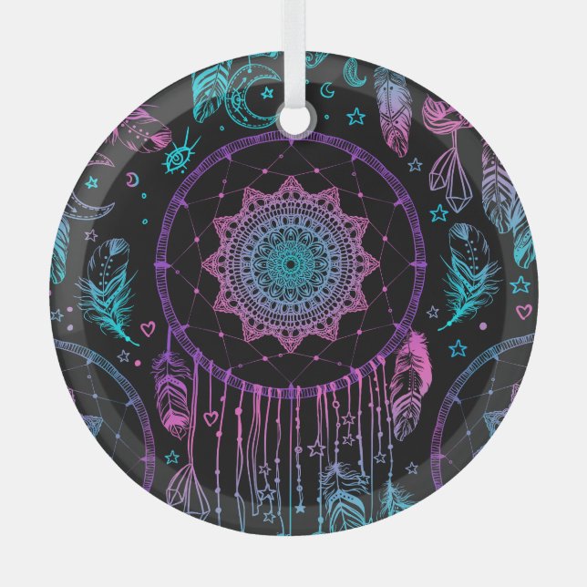 Träumer Mond Muster der Native Americans Ornament Aus Glas (Vorderseite)