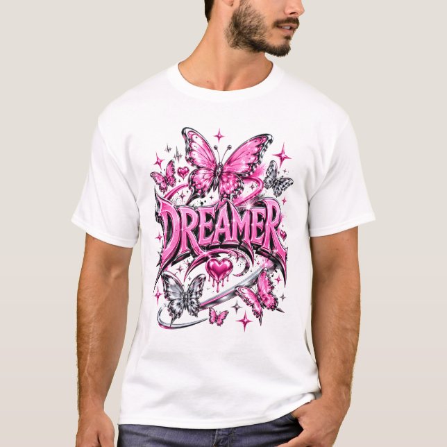 Träumer Y2K Pink Liquid Chrome  T-Shirt (Vorderseite)