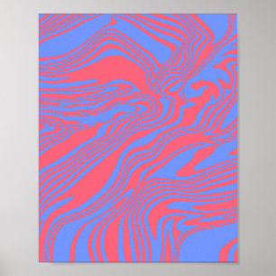 Träumereien - Abstrakter Fluss in Blau und Koralle Poster
