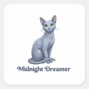 Träumerin der Mitternacht Himmels Katze Quadratischer Aufkleber