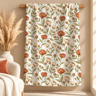 Träumerisch Boho Terrakotta-Rost-Sage-Blumen-Decke Sherpadecke