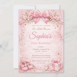 Träumerisch und Glitzer Floral Rosa Schleife 1. Ge Einladung