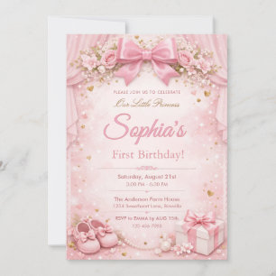 Träumerisch und Glitzer Floral Rosa Schleife 1. Ge Einladung