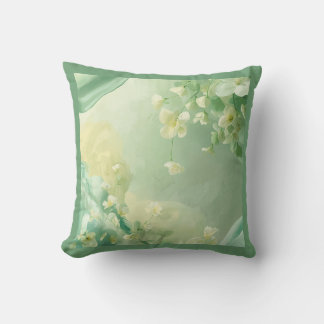 träumerisch weiches Salbei und Minzgrün Floral  Kissen