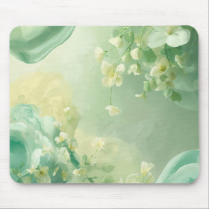 träumerisch weiches Salbei- und Minzgrün Floral Mousepad
