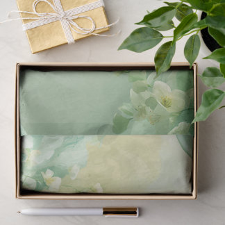 träumerisch weiches Salbei- und Minzgrün Floral  Seidenpapier