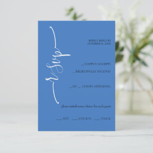 Träumerische blaue Kalligrafie RSVP Karte