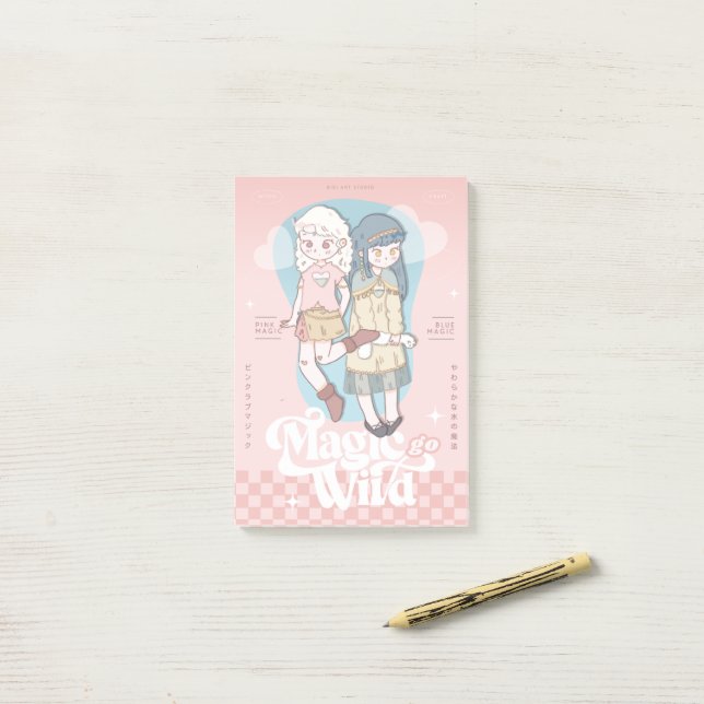 🫧 Träumerische Fantasy-Mädchen🫧 Post-it Klebezettel (Auf Schreibtisch)