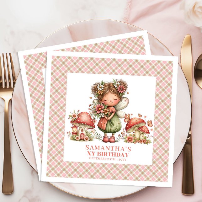 Träumerische Feen-Whimsical-Blumen-Geburtstagsfeie Serviette (Dreamy Fairy Whimsical Floral Birthday Party Napkins)