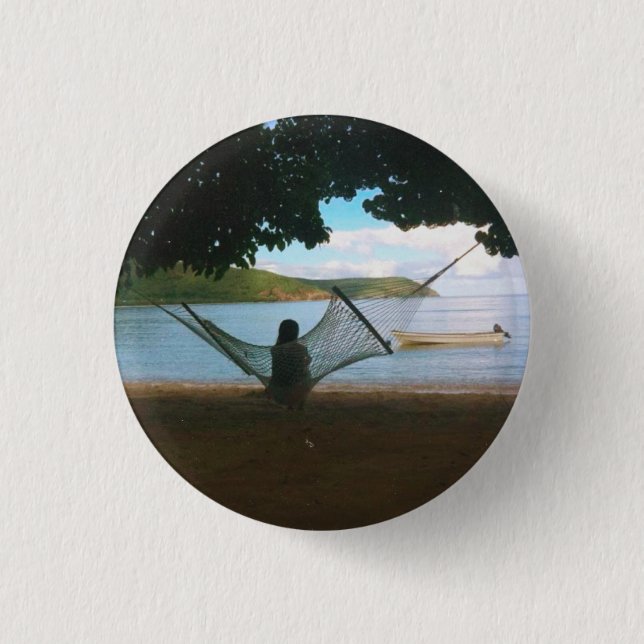 Träumerische Fidschi-Strandlandschaft Button (Vorderseite)