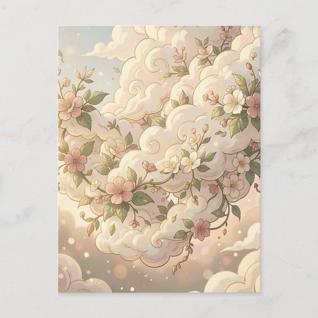Träumerische florale Wolken Kirschblüte  Postkarte (Vorderseite)
