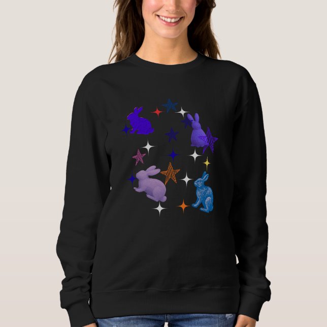 Träumerische Galaxy-Kaninchen Sweatshirt (Vorderseite)