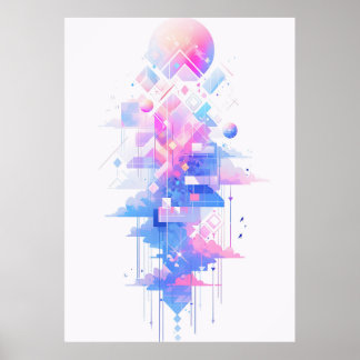 Träumerische geometrische Himmelslandschaft Poster