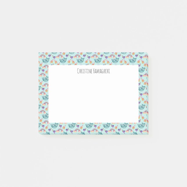 Träumerische Katze, die in das Post-it Klebezettel (Vorderseite)