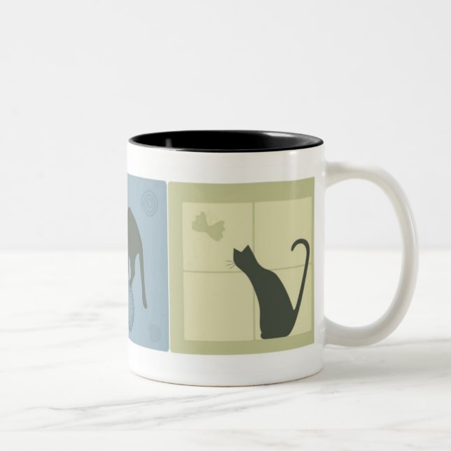 Träumerische Katzen Zweifarbige Tasse (Rechts)
