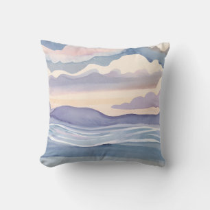 Träumerische Ozeanwellen   Aquarell Kissen