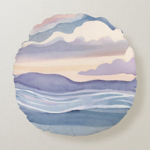 Träumerische Ozeanwellen   Aquarell Rundes Kissen