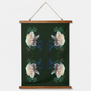 Träumerische Pfirsich-Rosen-Blumen-Natur-Kunst Wandteppich Mit Holzrahmen
