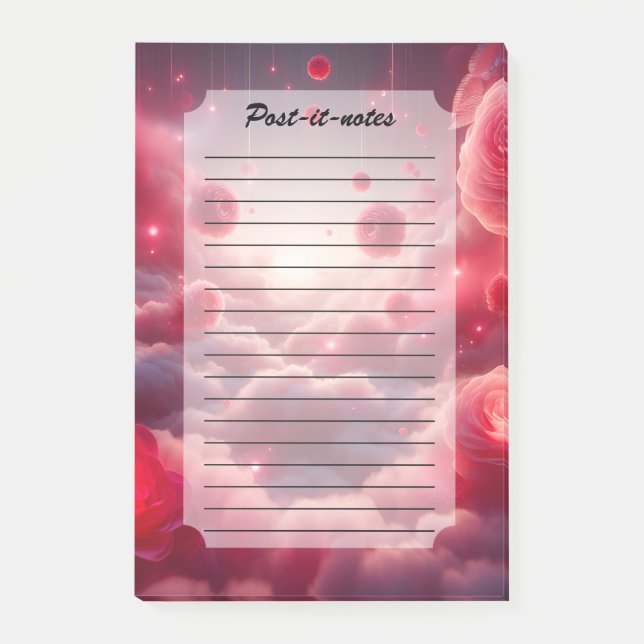 Träumerische Romantische Fantasy Rosen Liebe Post-it Klebezettel (Vorderseite)
