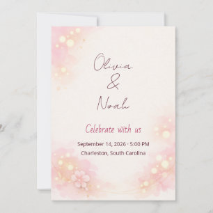 Träumerische rosa Aquarell-Blumen-Hochzeitseinladu Einladung