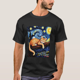 Träumerische rote Katze auf einem Baumzweig Van Go T-Shirt