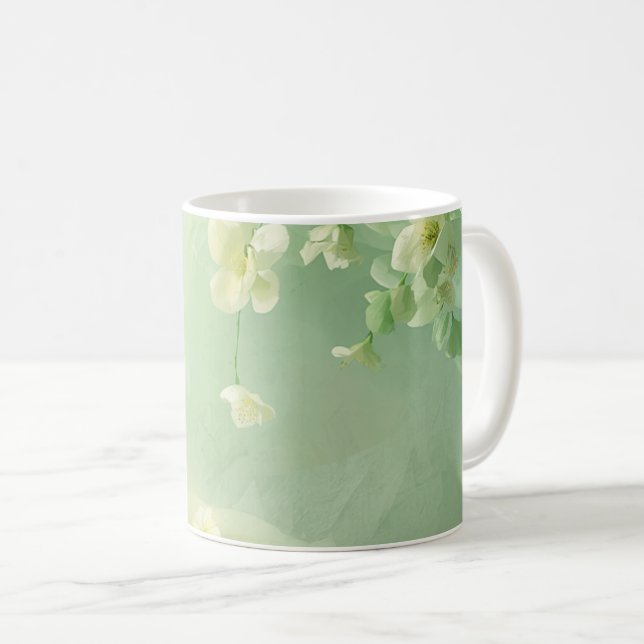 träumerische Soft Sage und Mintgrün Floral Kaffeetasse (VorderseiteRechts)