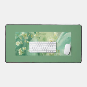 träumerische Soft Sage und Mintgrün Floral Schreibtischunterlage