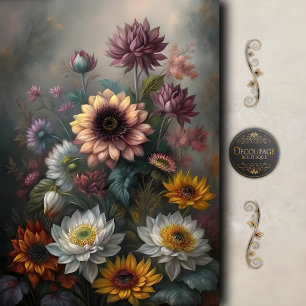 Träumerische Sonnenblume Lotus Blumen Dekupage Seidenpapier