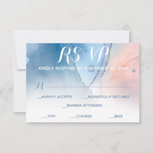 *~* Träumerische Wasserfarbe Blau Rosa Modern Tren RSVP Karte